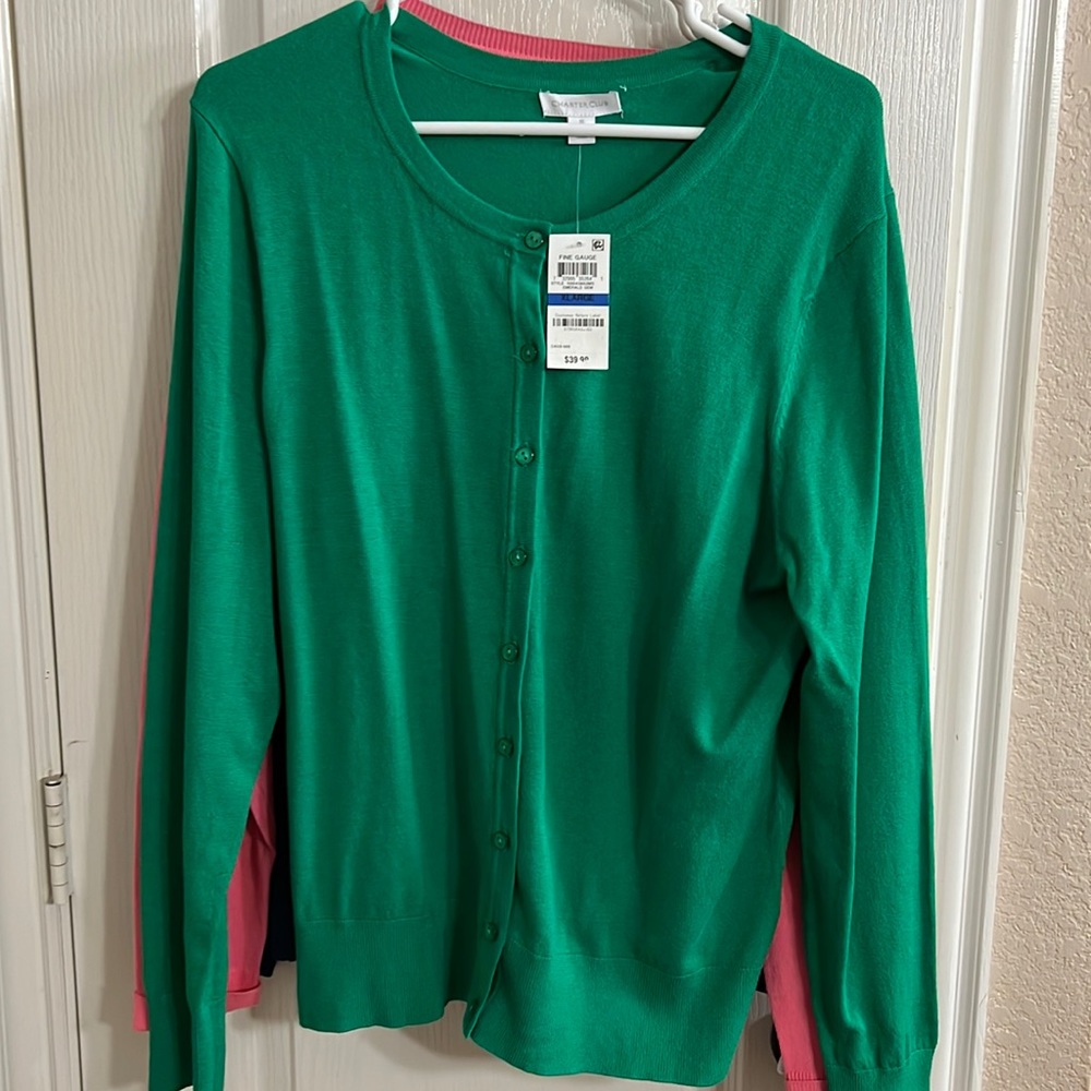 Three cardigans, August Silk and Charter Club